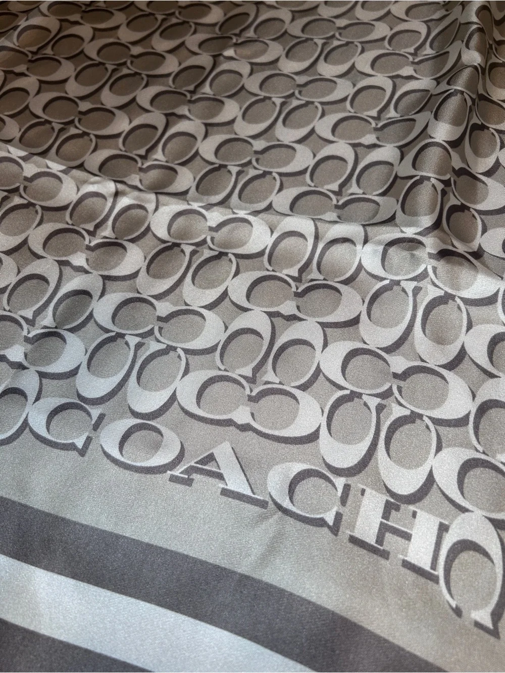 Coach Signature C Pattern Silk Square Scarf - Bone & Ivory NWT